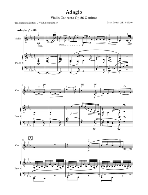 Andante Violin Concerto Op 26 - Max Bruch