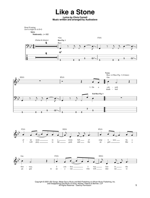 Like A Stone - Audioslave (Bass Tab)