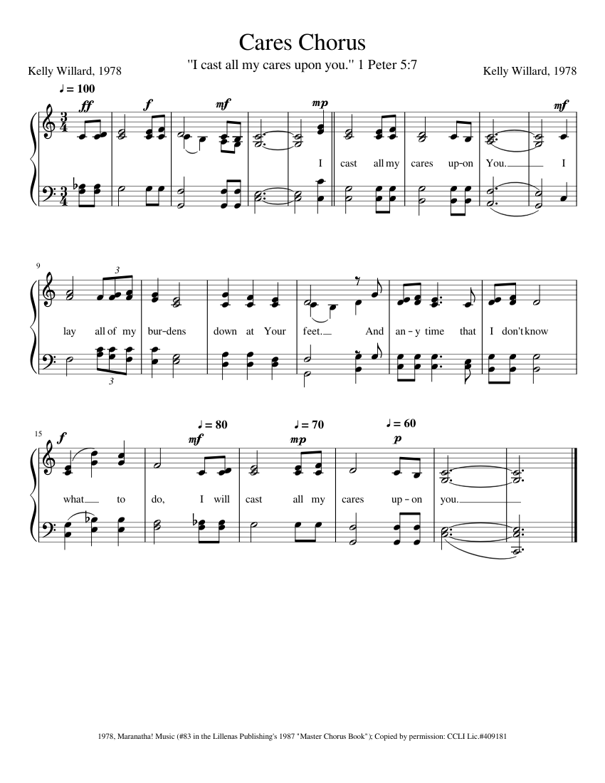 Cares Chorus Sheet music for Piano (Solo)