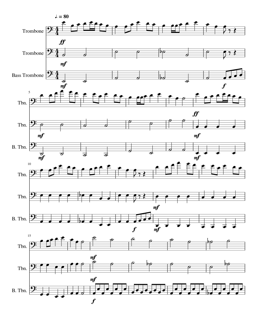 Tetris Theme Song Trombone Quartet Sheet music for Trombone, Trombone bass  (Mixed Trio) 