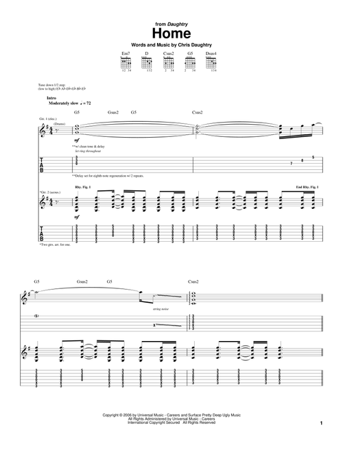 Home - Daughtry (Guitar Tab)