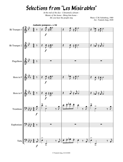 Selections from Les Miserables - Medley for Brass Ensemble