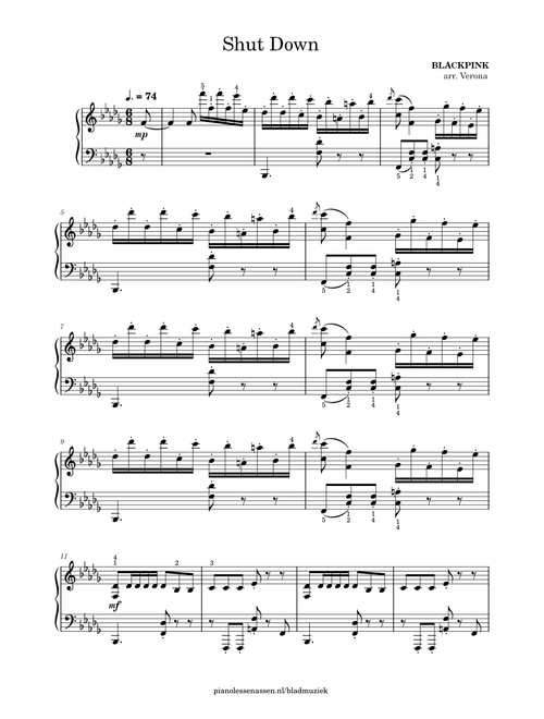 Shut Down - Blackpink (with fingering) | Intro ode to Liszt's La Campanella