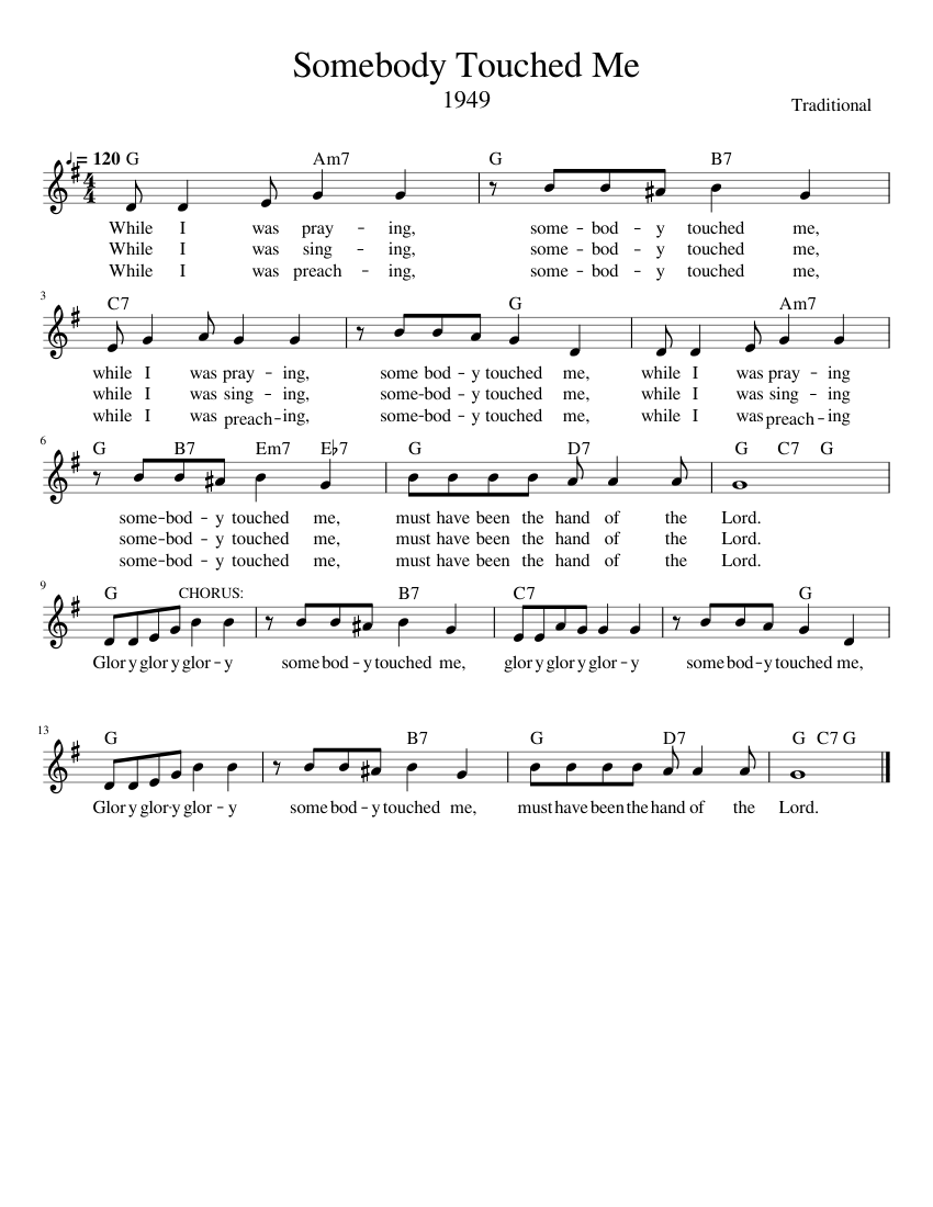 Somebody Touched Me Sheet Music for Piano (Solo) Easy