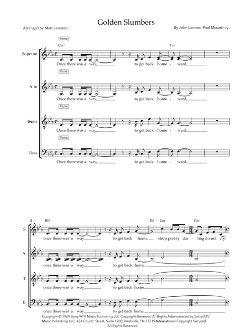 Golden Slumbers (Arr. Matt Lammin) - The Beatles (Choral, SATB)
