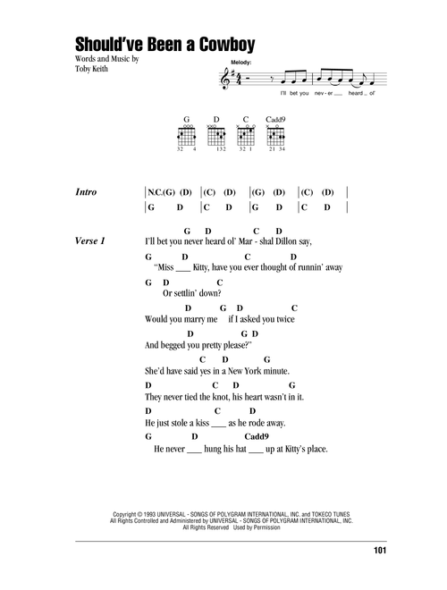 Should've Been A Cowboy - Toby Keith (Guitar Chords-Lyrics)