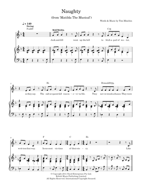 Naughty - Tim Minchin (Piano Vocal)