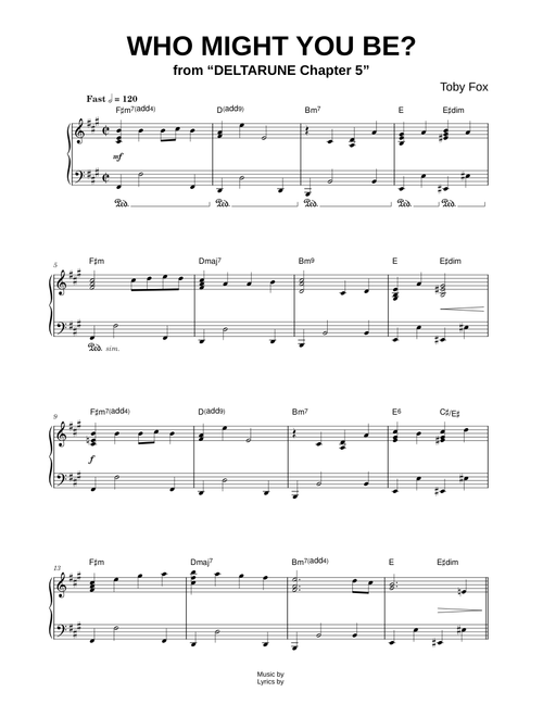 Who might you be? [from DELTARUNE Chapter 5] - Toby Fox (Piano)