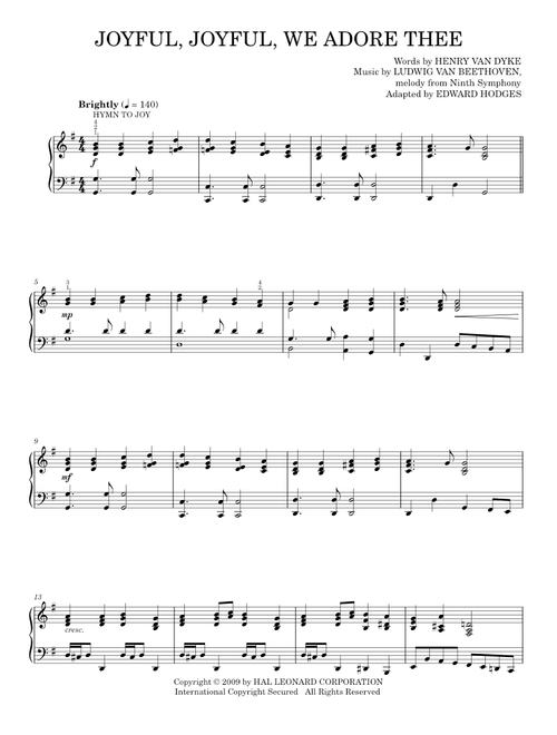 Joyful, Joyful, We Adore Thee - Ludwig van Beethoven (Piano Solo)