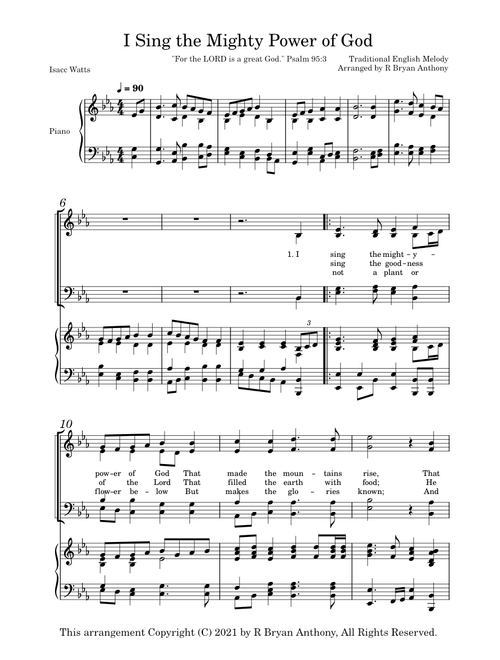 "I Sing the Mighty Power of God" (SATB/piano)