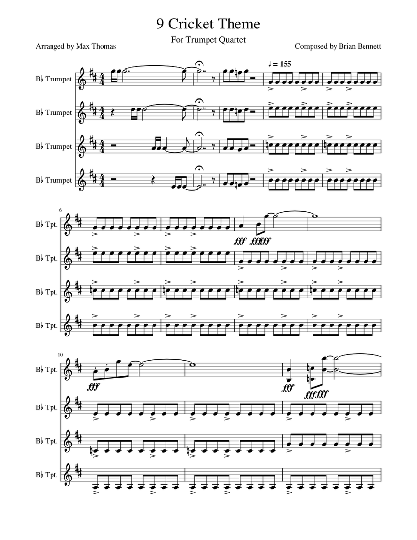 Trumpet Riffs For Sports Wide World of Sports Theme for Trumpet Quartet Sheet Music for Trumpet ...