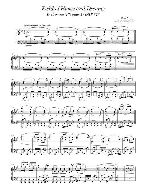 Deltarune (Chapter 1) OST | Toby Fox - Field of Hopes and Dreams | Piano solo
