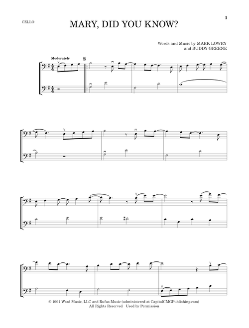 Mary, Did You Know? - Mark Lowry, Buddy Greene (Cello Duet)
