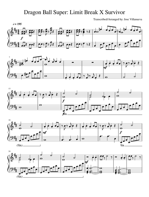 Dragon Ball Super Opening 2 - Limit Break x Survivor Piano Arrangement