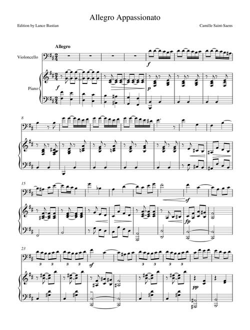 Allegro Appassionato (Arr. Lance Bastian) - Camille Saint-Saens (Cello and Piano)