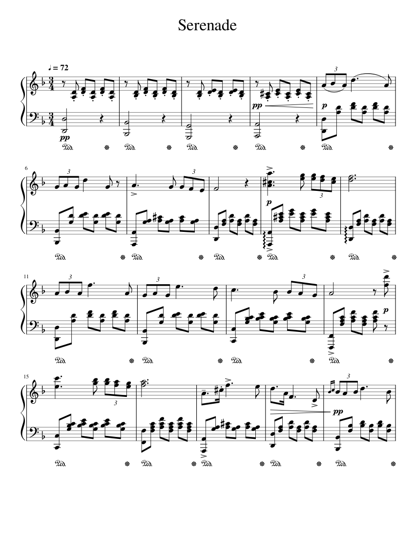 Serenade By Franz Schubert Sheet Music for Piano (Solo) | MuseScore.com