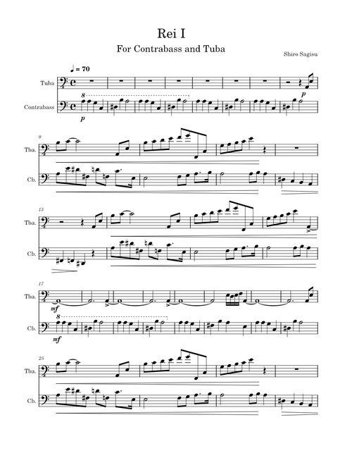 Rei I – Shirō Sagisu Rei I - For Bass and Tuba