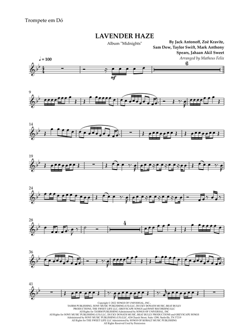 Lavender Haze (Arr. Matheus Felix) - Taylor Swift (Trumpet Solo)