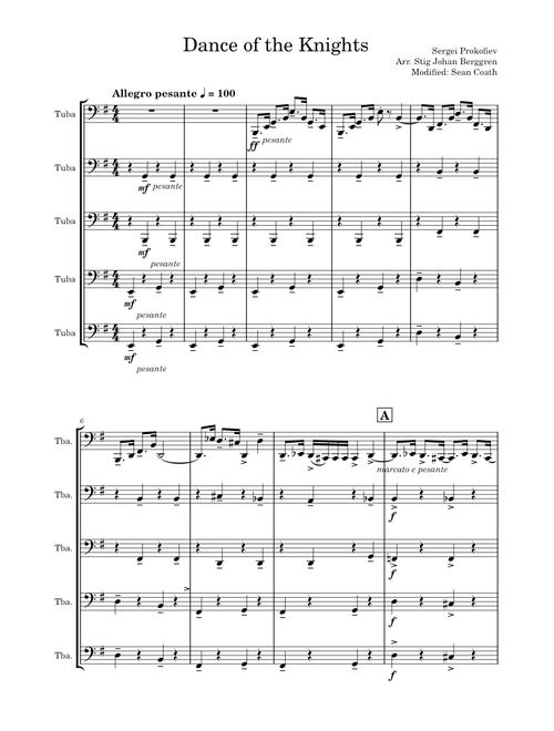 Romeo and Juliet, Op 64, No 13, Dance of the Knights – Sergei Prokofiev - Tuba Quintet