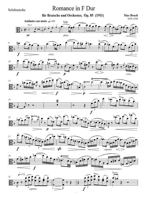 Romance in F Major for Viola and String Orchestra, Op. 85 - Set of Parts (Arr. Yoon Jae Lee) - Max Bruch (Orchestra)