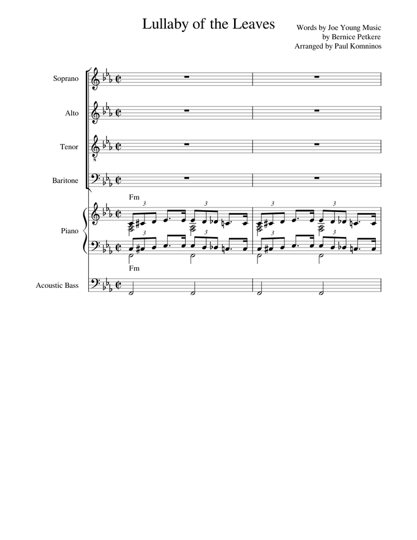 Lullaby of the Leaves Sheet Music with Chords for Piano, Soprano