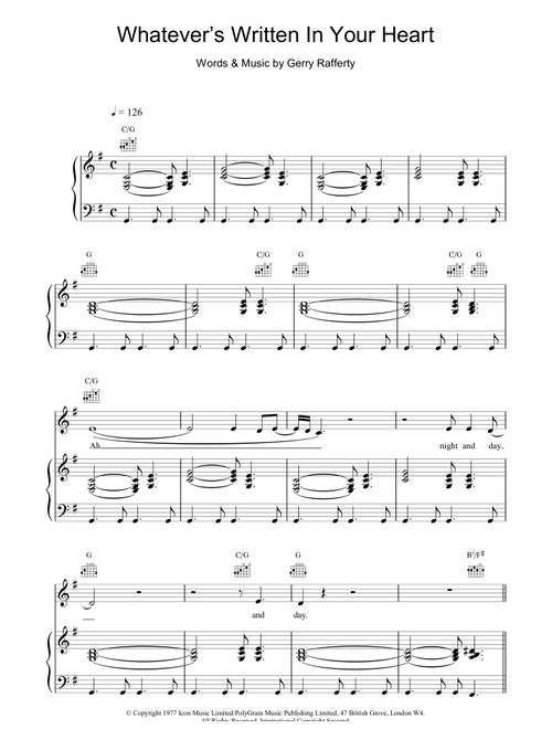 Whatever's Written In Your Heart - Gerry Rafferty (Piano-Vocal-Guitar (Piano Accompaniment))