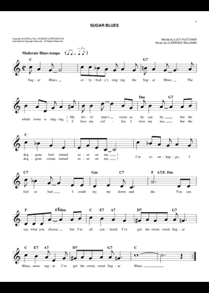Sugar Blues (Lead sheet with lyrics ) Sheet Music with Chords for