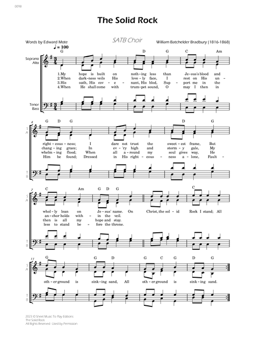 The Solid Rock - SATB Choir - W/Chords (Arr. César Madeira) - William Bradbury (Choral, SATB)