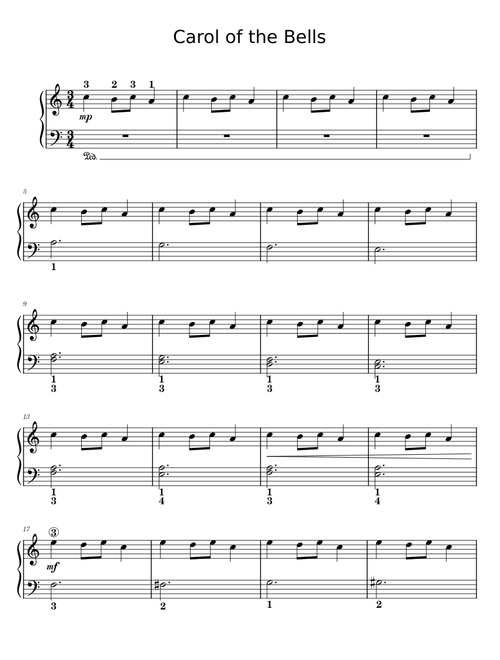 Carol of the Bells (Late Beginner)
