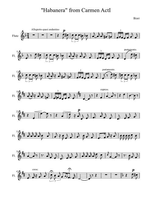 "Habanera" from Carmen ActI-flute solo