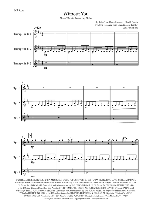 Without You (Arr. Fabio Britto) - David Guetta Featuring Usher (Brass Ensemble)
