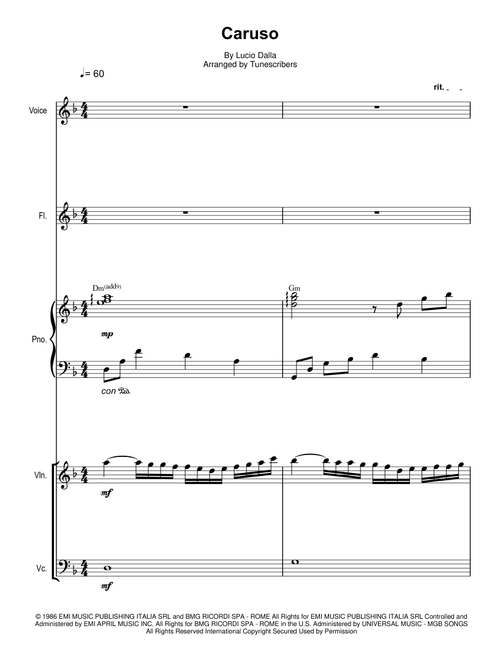 Caruso (Arr. Tunescribers) - Lucio Dalla (Small Ensemble)