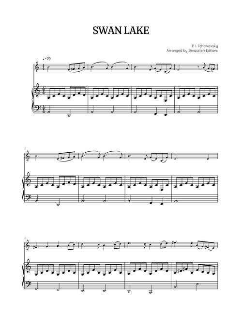 Swan Lake (Theme) • Pyotr Ilyich Tchaikovsky | French Horn & Piano Sheet Music (Arr. Benzaiten Editions) - Pyotr Illyich Tchaikovsky (French Horn and Piano)