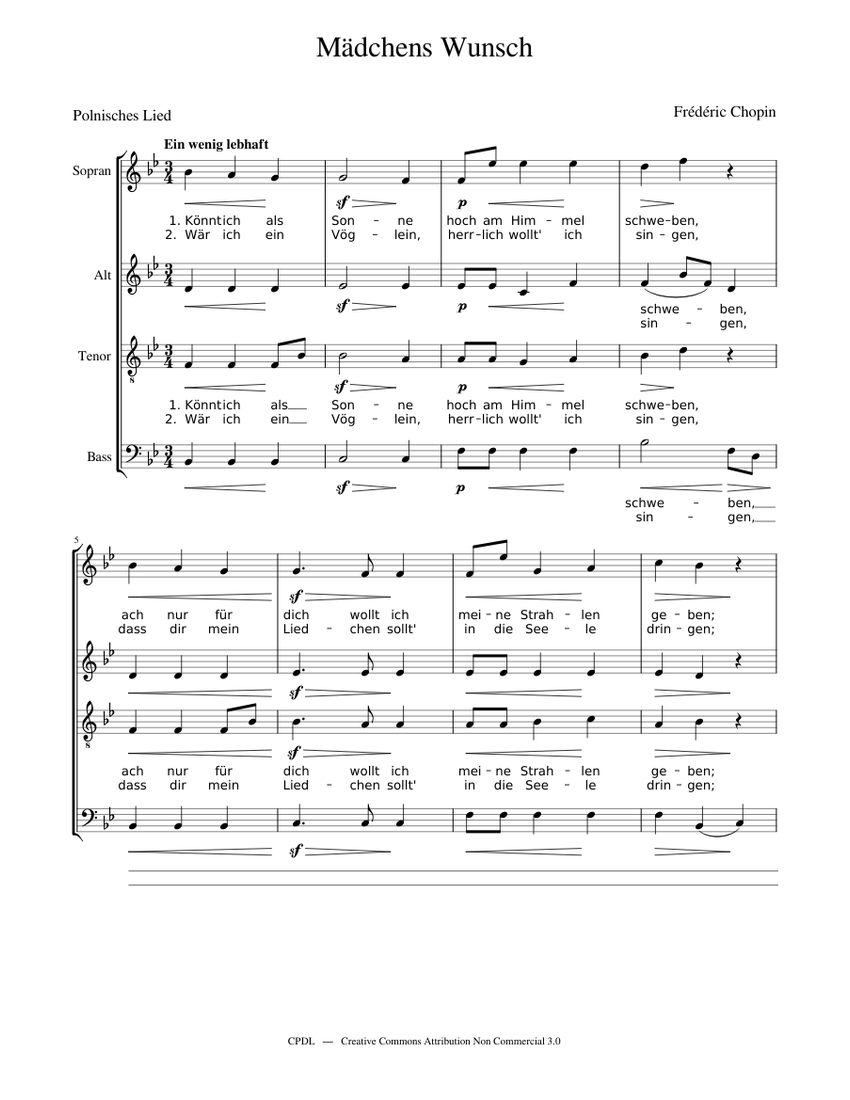 Życzenie - Mädchens Wunsch - Frédéric Chopin Sheet music for