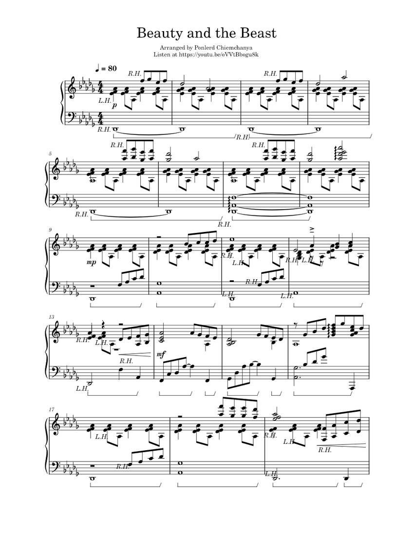 Tale as old as Time - Beauty and the Beast - Alan Menken - Piano