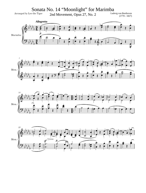 Marimba Solo: Moonlight Sonata (2nd Movement) – Ludwig van Beethoven