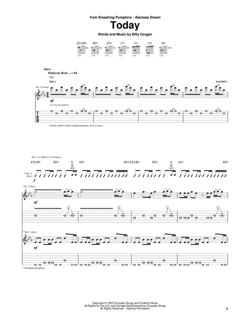 Today - The Smashing Pumpkins (Guitar Tab)