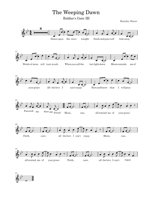 Weeping Dawn – Borislav Slavov -Baaldur's Gate III - Vocal