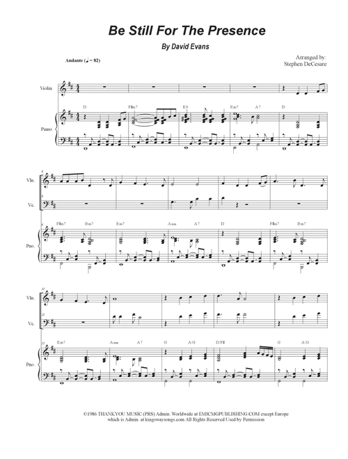 Be Still For The Presence (Arr. Stephen DeCesare) - David Evans (Instrumental Duet and Piano)