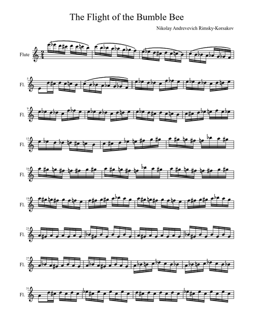 The Flight of the Bumble Bee Arr. for flute