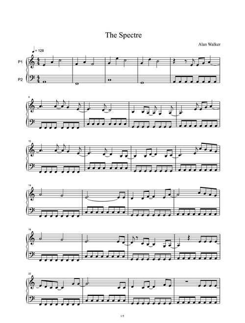 The Spectre (Arr. Alan Walker) (Piano Solo)