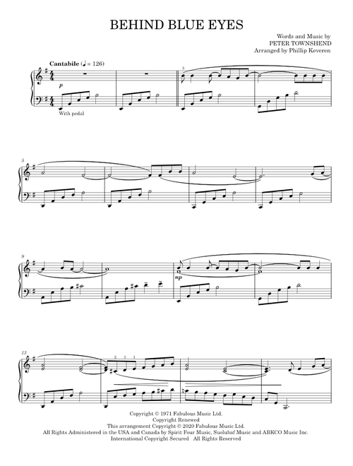Behind blue eyes - The Who (Piano Solo)