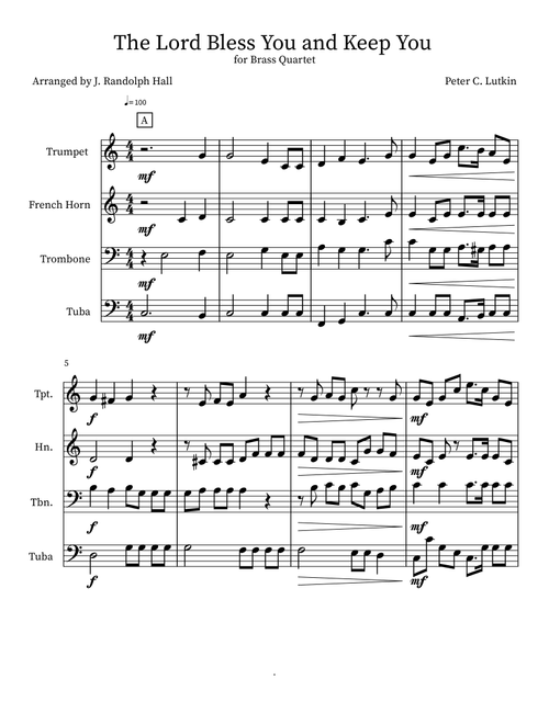 The Lord Bless You and Keep You (Arr. J. Randolph Hall) (Small Ensemble)
