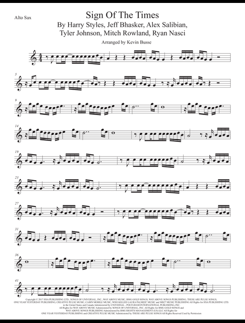 Sign Of The Times (Arr. Kevin Busse) - Harry Styles (Alto Sax Solo)