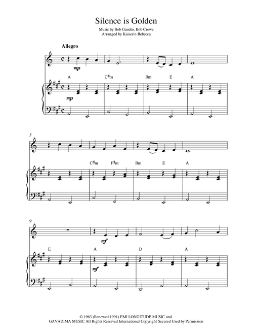 Silence Is Golden (Arr. Kaiserin Rebecca) - Bob Gaudio, Bob Crewe (Clarinet and Piano)