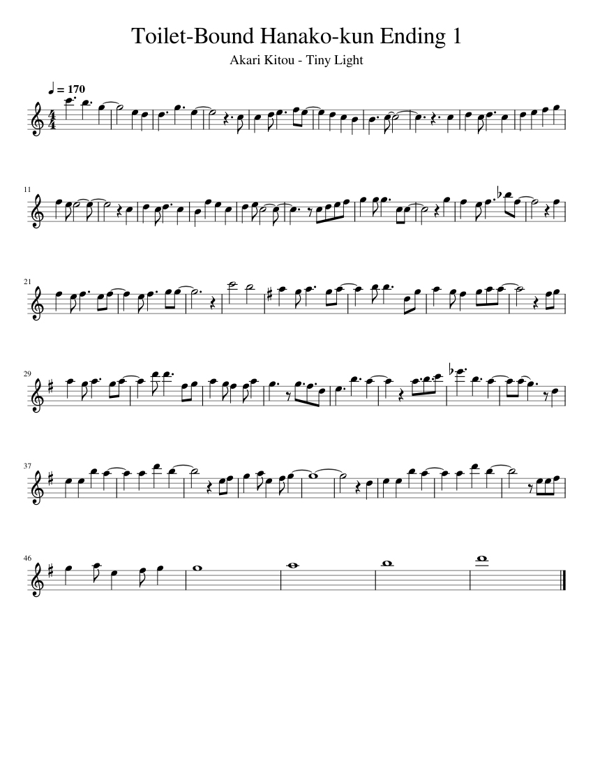 Toilet Bound Hanako kun Ending 1 Sheet music for Flute Solo Musescore