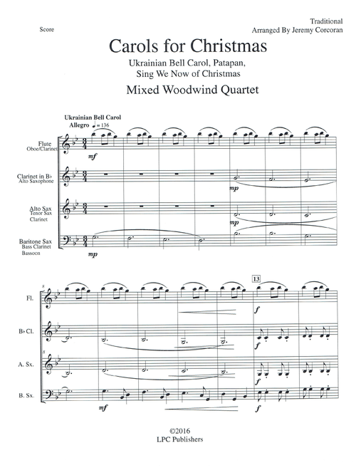 Carols for Christmas a Medley for Mixed Woodwinds (Arr. Jeremy Corcoran) - Traditional (Woodwind Ensemble)