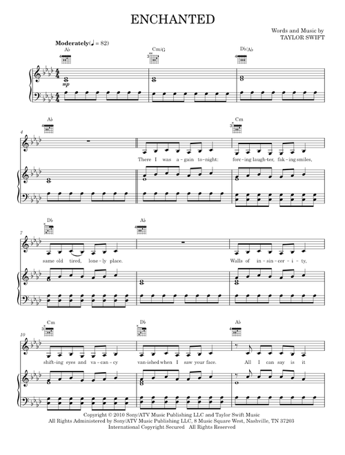 Enchanted - Taylor Swift (Piano-Vocal-Guitar)
