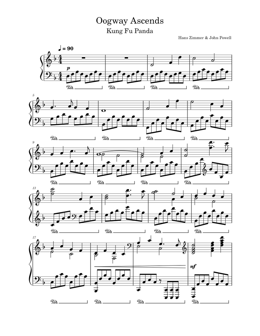 Oogway Ascends Sheet music for Piano (Solo)