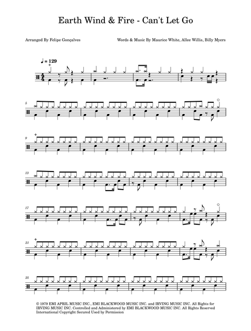 Can't Let Go (Arr. The Ninja) - Earth Wind & Fire (Drums)